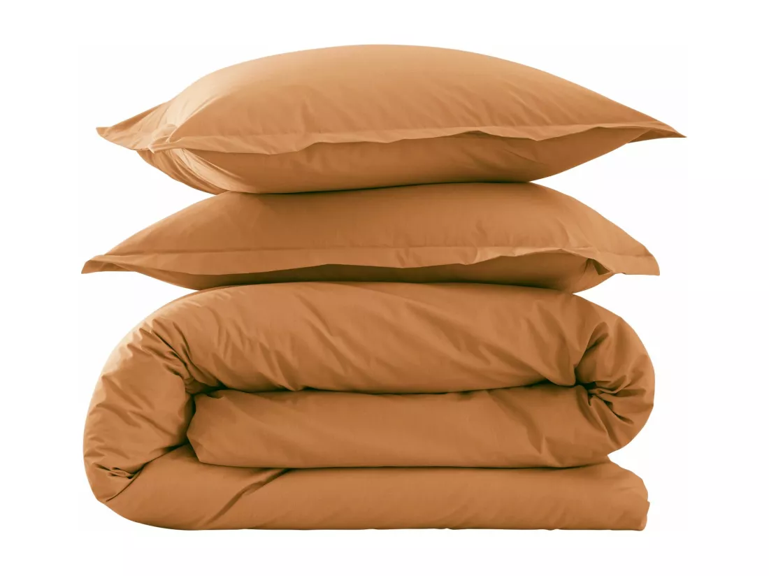 Parure de lit coton percale Jaune 140x200- SOMEO - MORPHEE