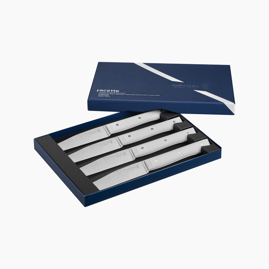 Coffret de 4 couteaux de table Facette Blanc