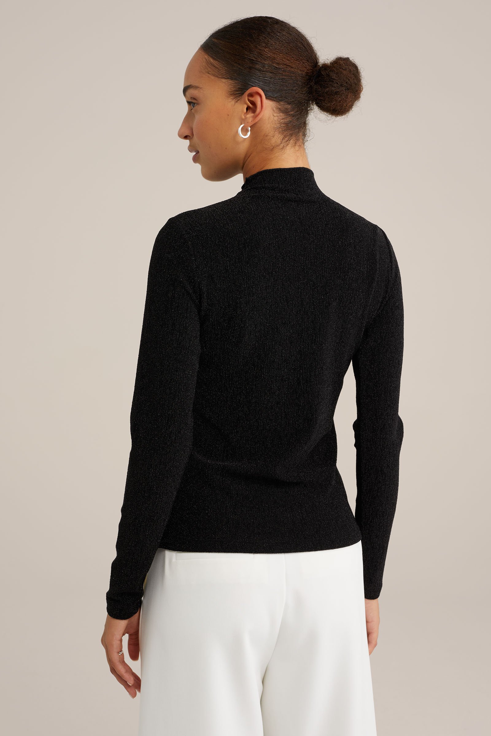 T-shirt met glittergaren WE Fashion Zwart