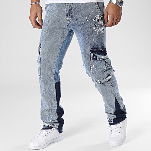 Pantalon Cargo Jean Flare Bleu Denim