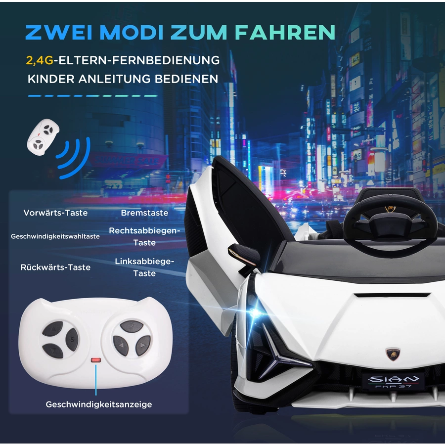 HOMCOM Kinder Elektroauto mit Fernbedienung weiß