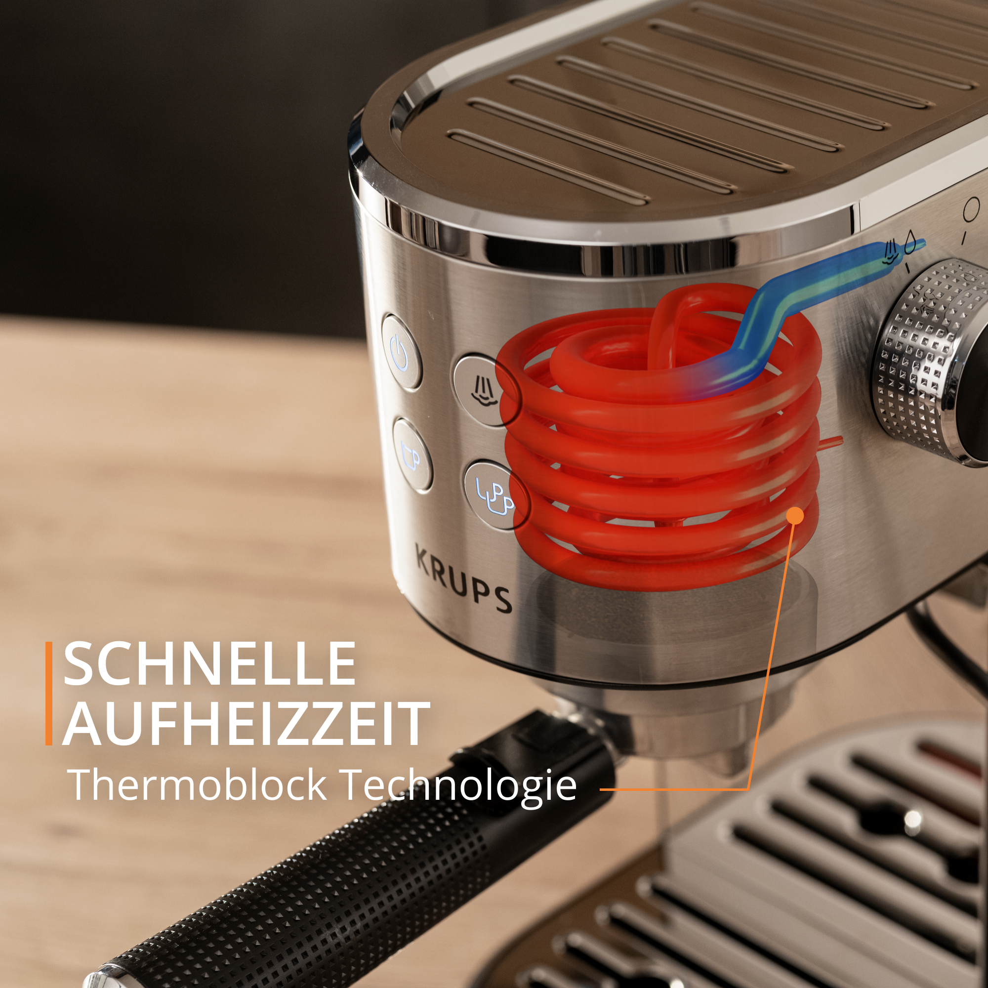KRUPS Virtuoso + Espresso Siebträgermaschine Silber Edelstahl