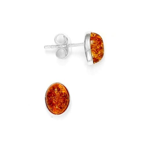Puces d'oreilles - argent 925 et ambre