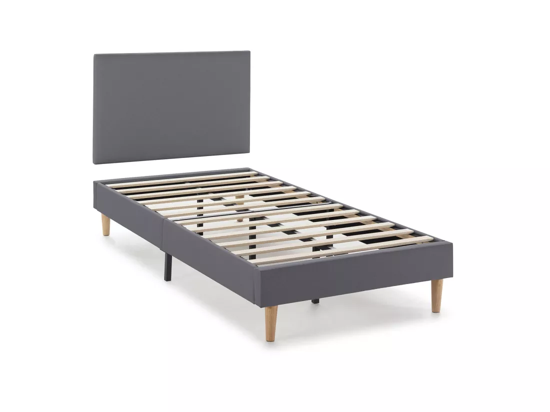 Sommier tapissier Aura + tête de lit 90x190 cm Gris Foncé, hauteur 30 cm