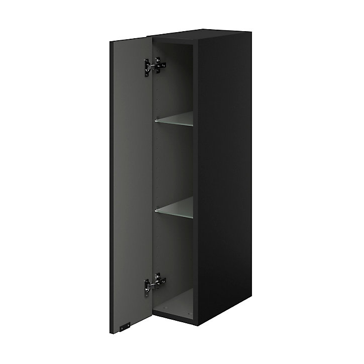 Meuble de rangement salle de bains faible largeur GoodHome Imandra noir mat L. 20 x H. 90 x P. 36 cm