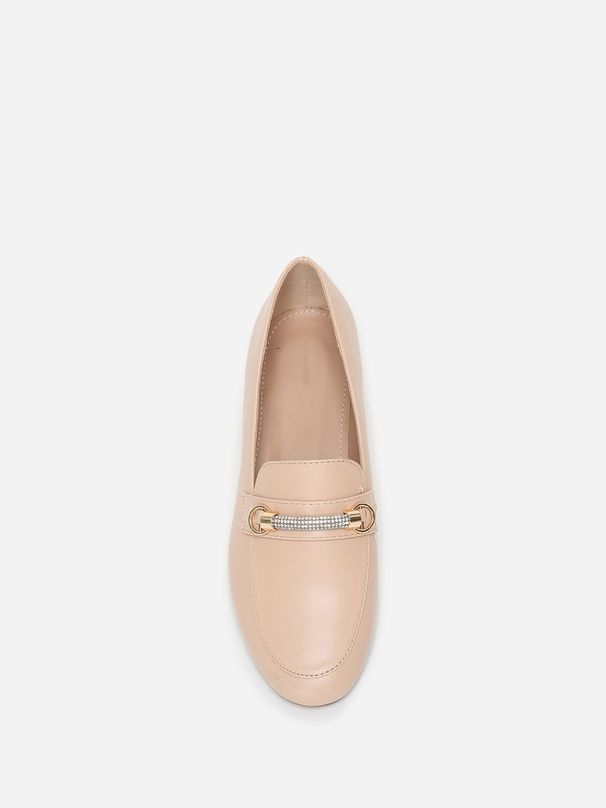 Mocassins à bride strass- Taupe
