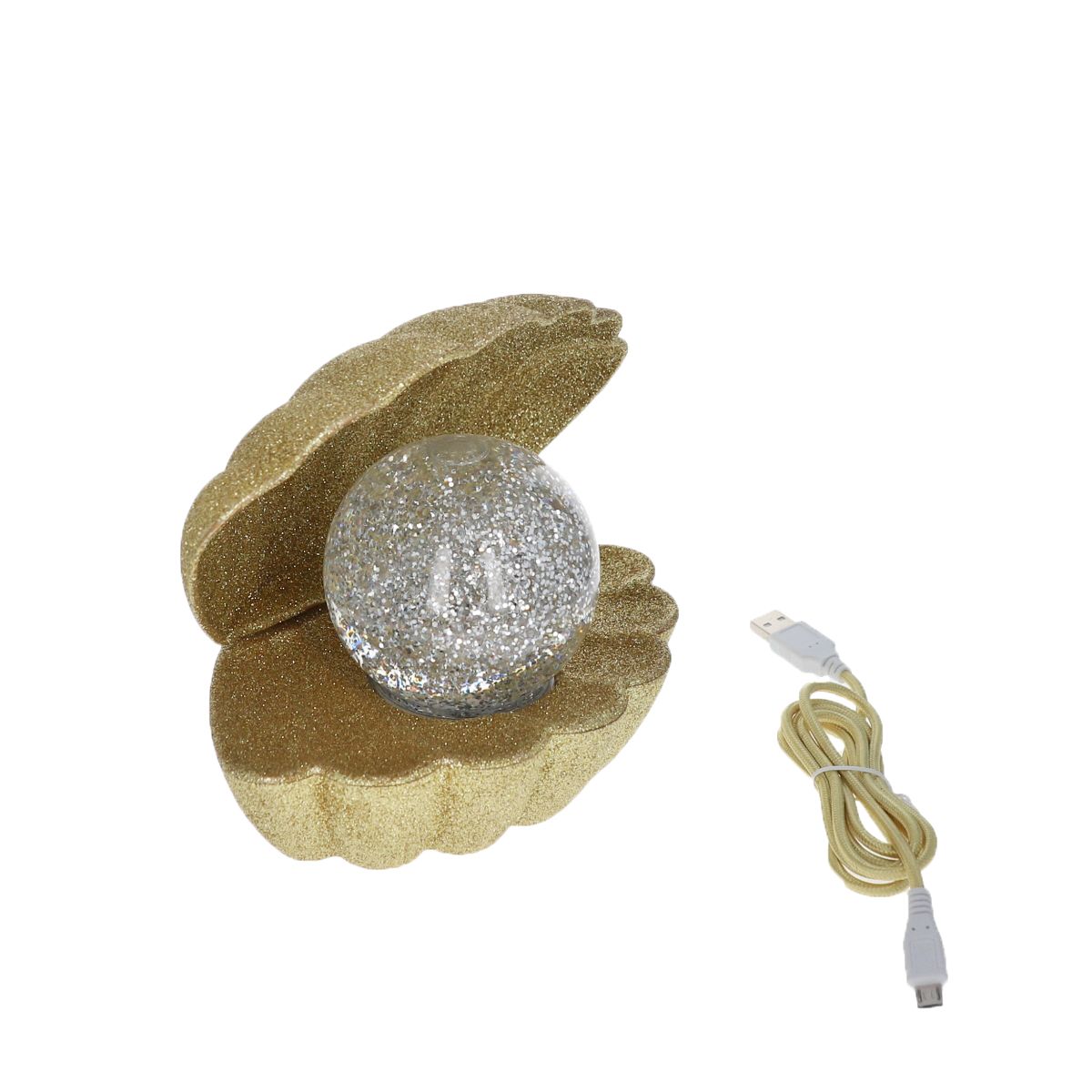 Lampe coquillage à paillettes dorées Atelier jasmin