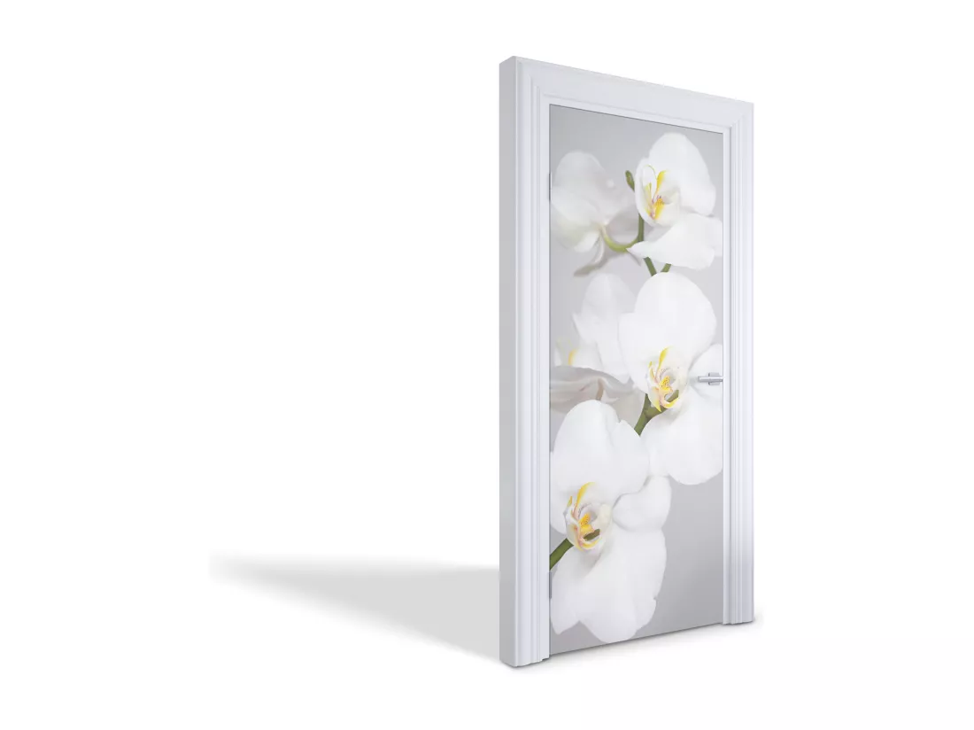 Stickers de porte autocollants - Orchidées blanches 85x205 cm