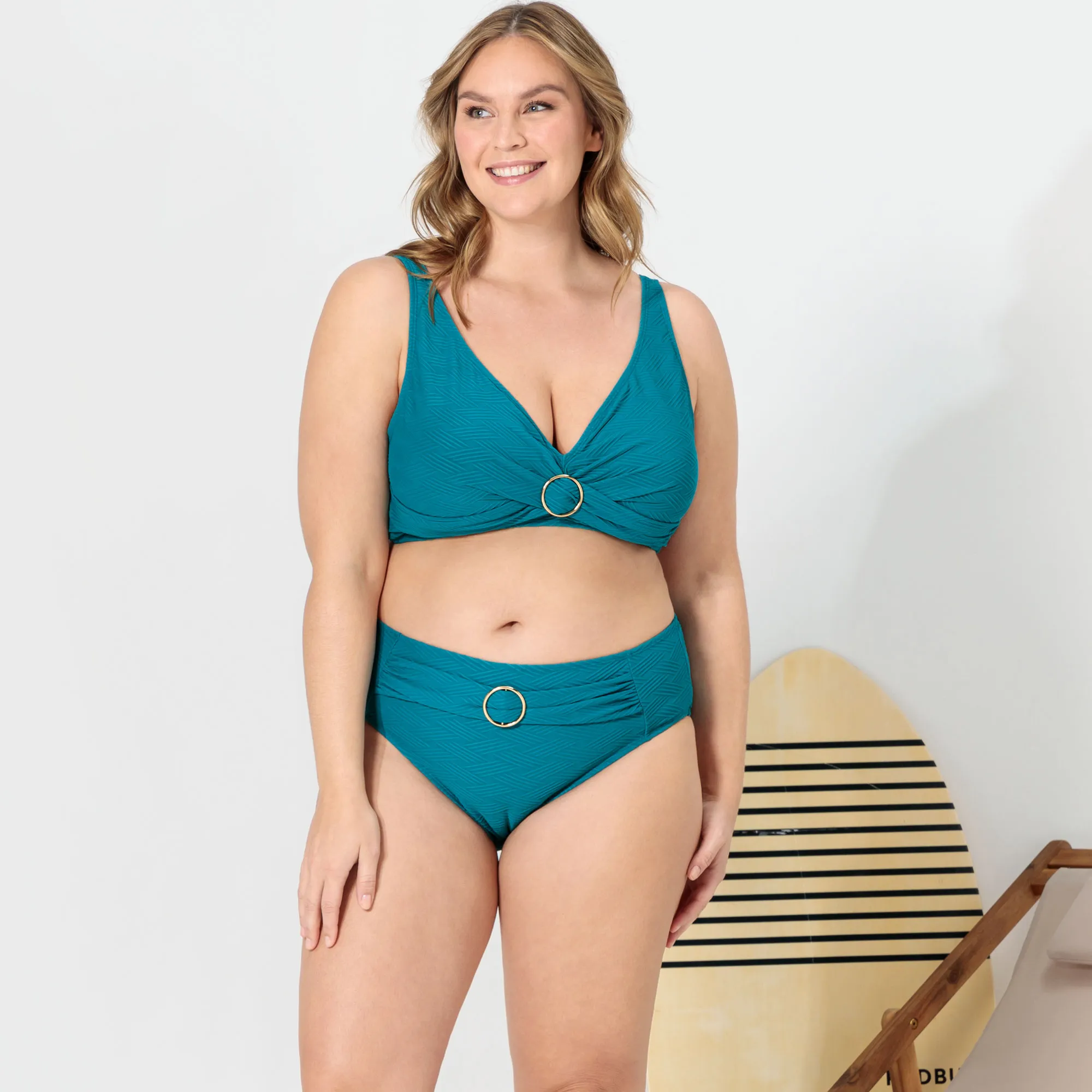 Damen-Bikini-Hose mit Jacquard-Muster
