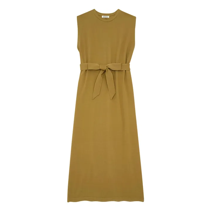 SMALLABLE BASICS Robe Débardeur à Fentes Coton Bio  | Vert olive