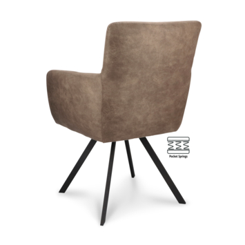 Eetkamerstoel Dane Cowboy stone bruin chenille stof met armleuning