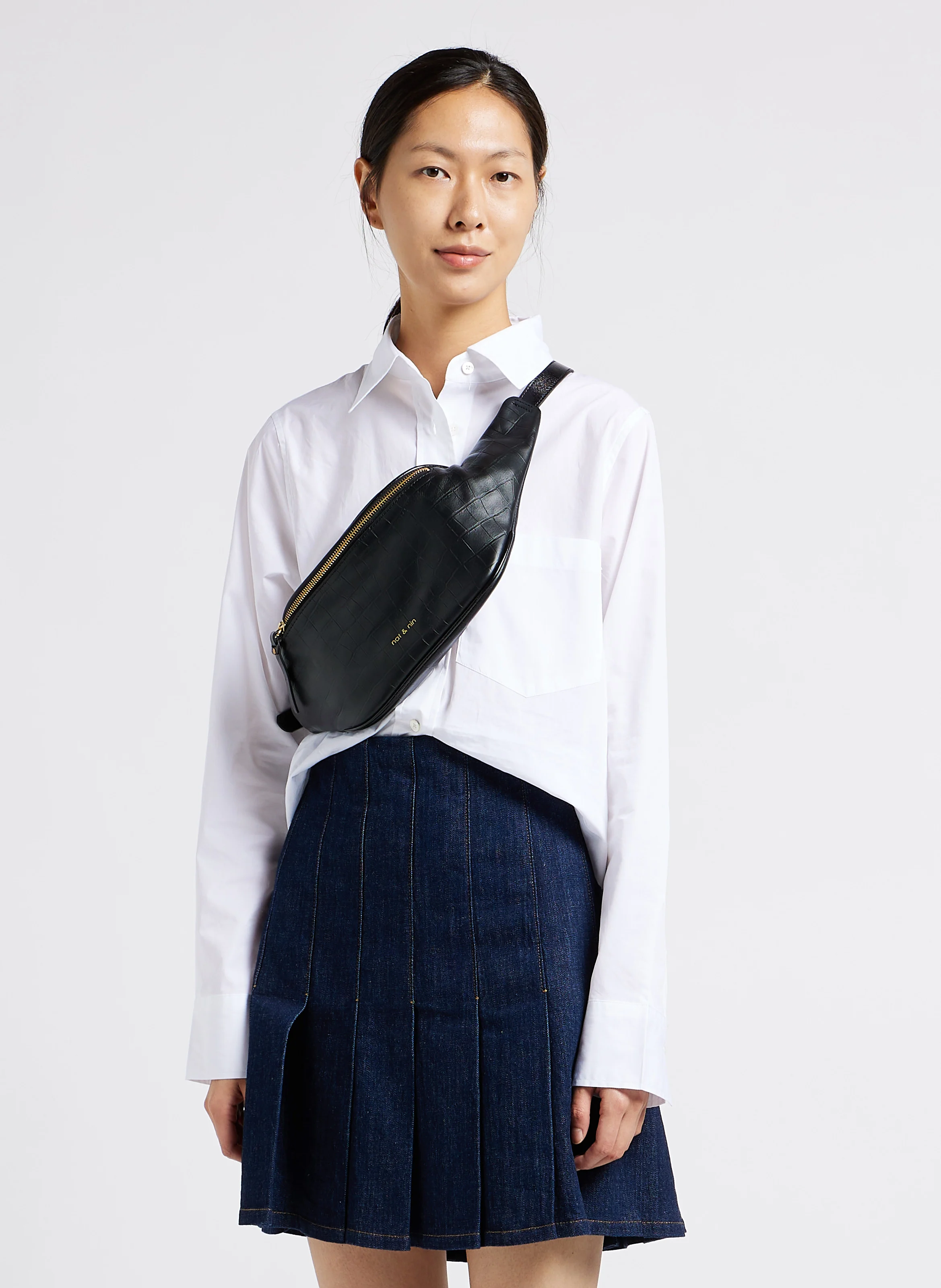 TRACY - Sac banane en cuir| Noir