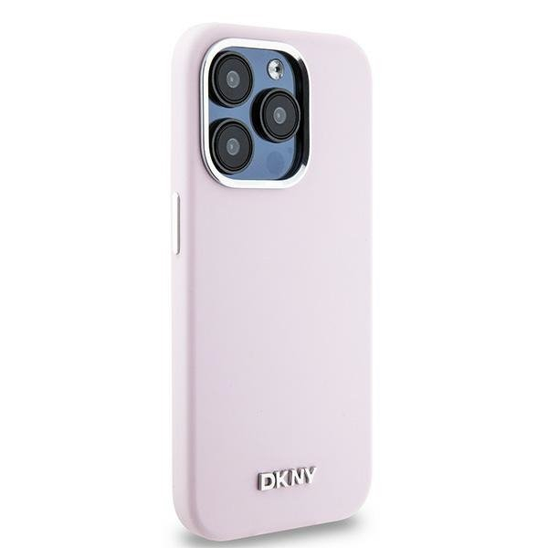 iPhone 14 Pro MagSafe Silikon Hülle Case Metal Logo (DKHMP14LSMCHLP) - Rosa