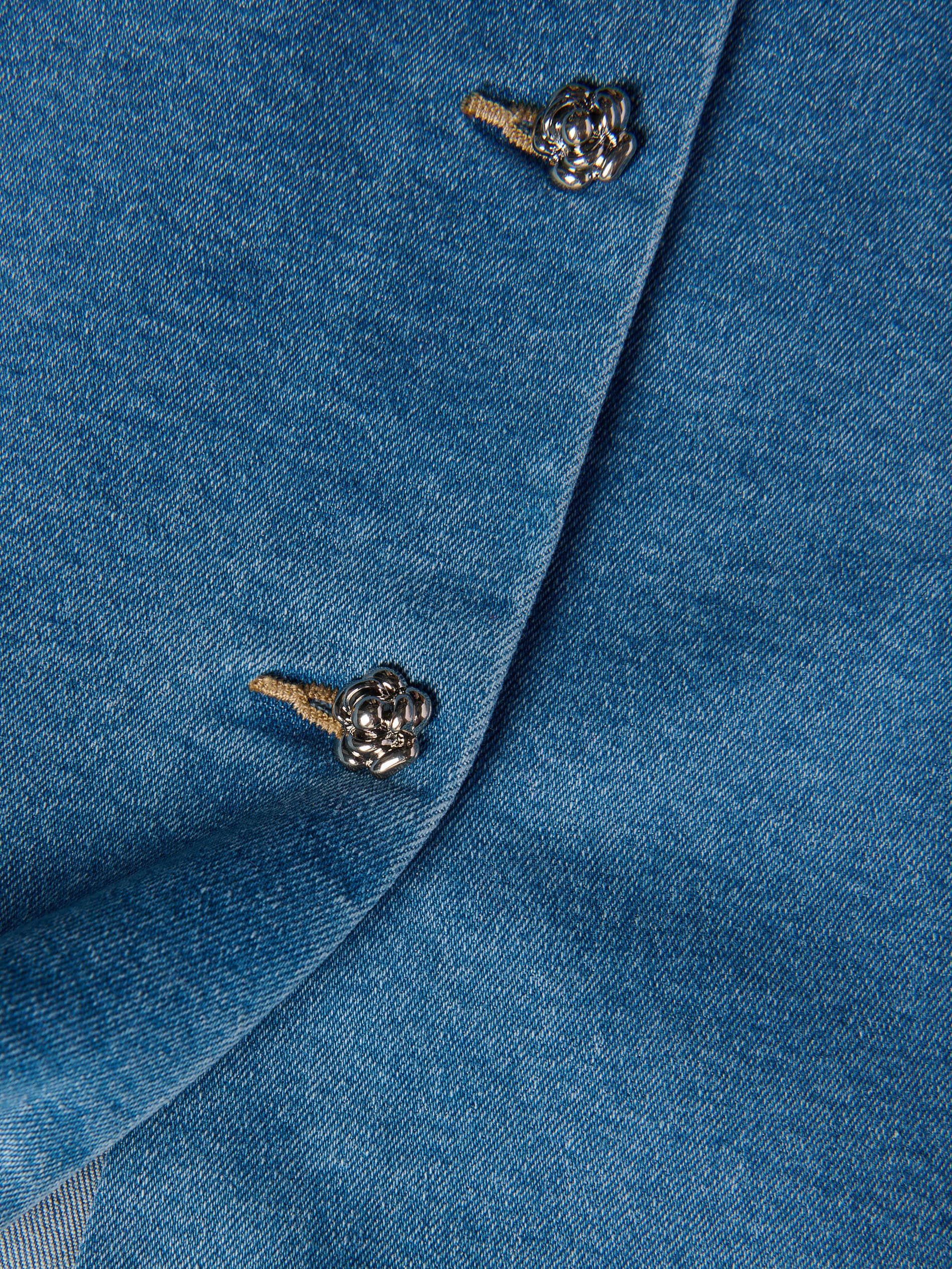 Denim-Bluse mit Puffärmeln