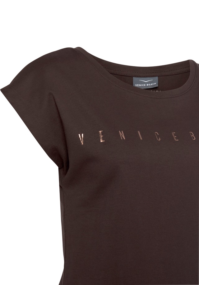 Venice Beach Kurzarmshirt , mit glänzendem Logodruck, T-Shirt aus Baumwolle