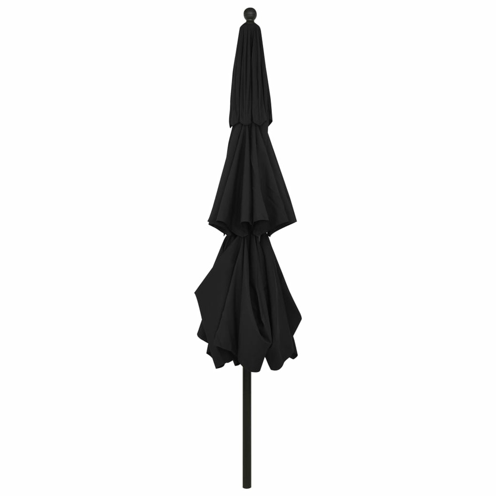 Parasol mobilier de jardin à 3 niveaux avec mât en aluminium 3,5 m noir