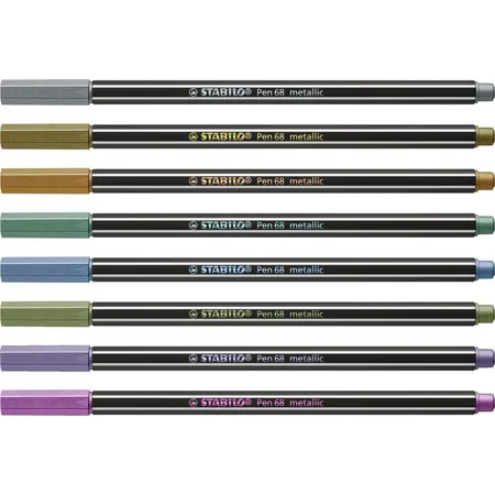 Premium Metallic-Filzstift - STABILO Pen 68 metallic - 8er Metalletui - mit 8 verschiedenen Metallic-Farben