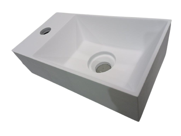 NJOY solid surface fontein 35.5x20cm mat wit inclusief clickwaste