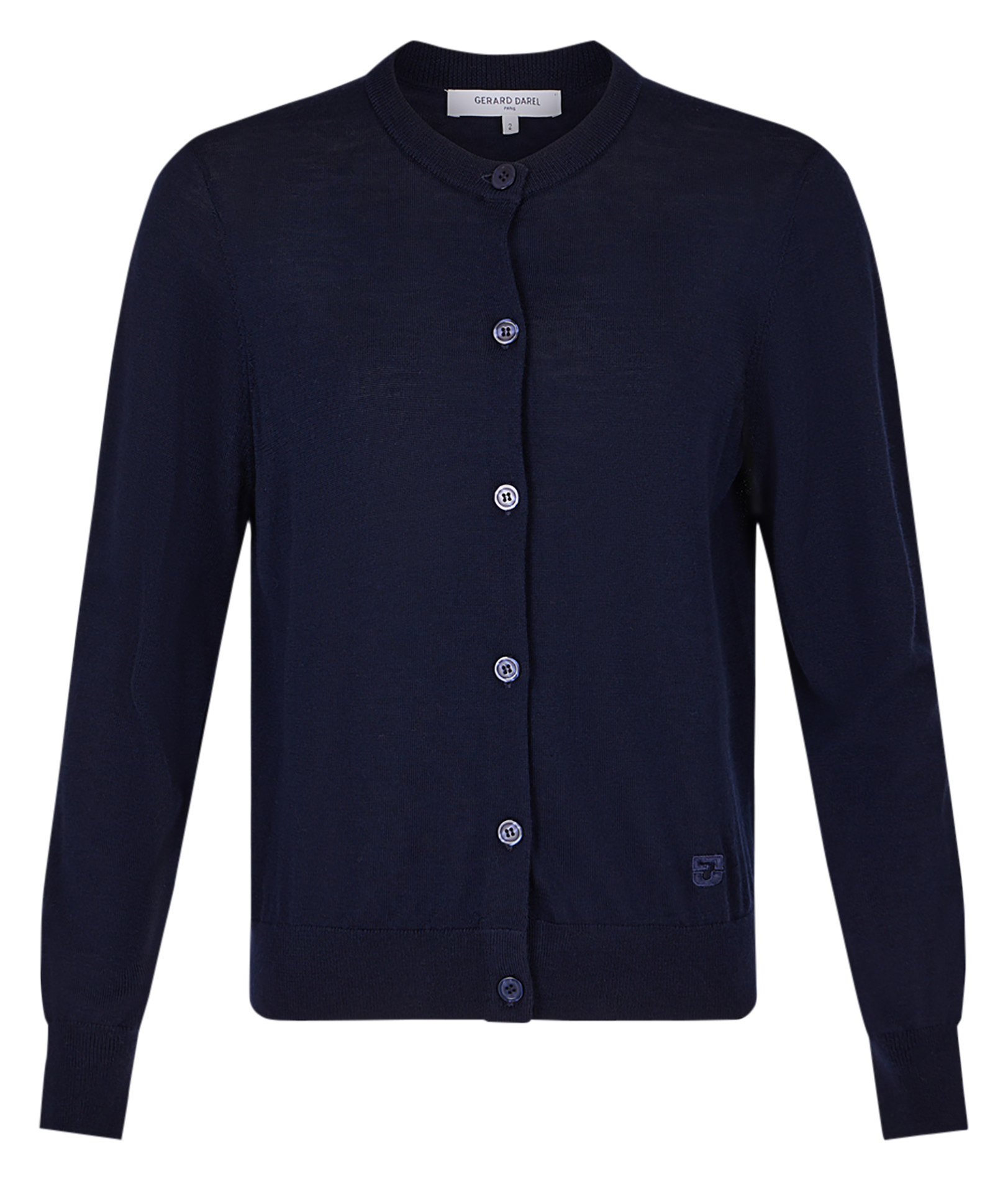 LYANE - Gilet brodé à bords-côtes en laine mérinos | Bleu