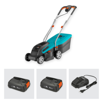 Gardena 2x18V grasmaaier 32cm Powermax 32/36V (Incl 2 accu's 2.5Ah + oplader)