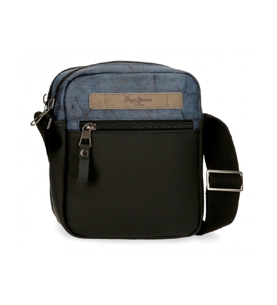 Bolsa transversal Pepe Jeans com dois compartimentos, cor preta oceano.