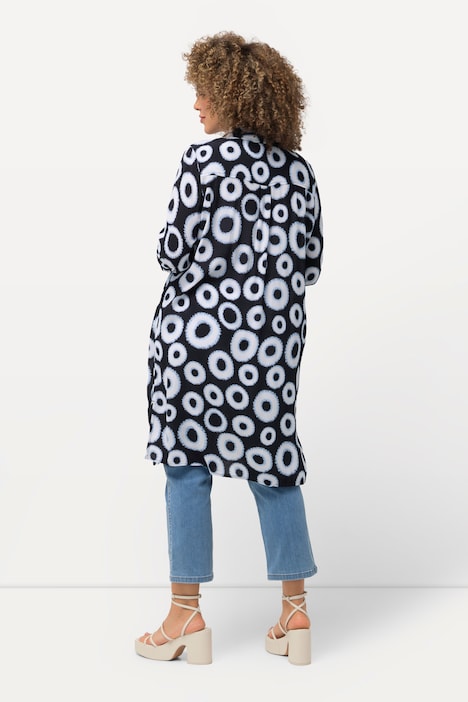 Longbluse, Kreise, Hemdkragen, Langarm, Krepp
