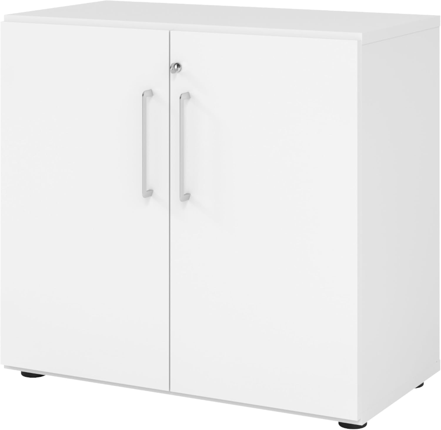bümö Aktenschrank abschließbar, Büroschrank Holz 80cm breit in weiß - abschließbarer Schrank mit Aktenregal für's Büro & Arbeitszimmer, Büro Möbel Ordnerschrank mit Schloss