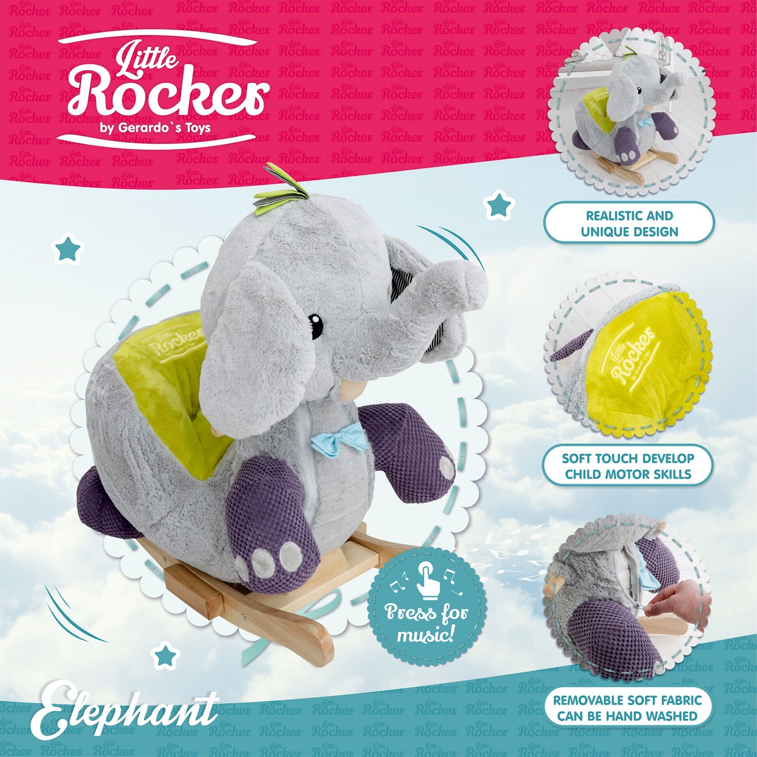 Eléphant à bascule gris