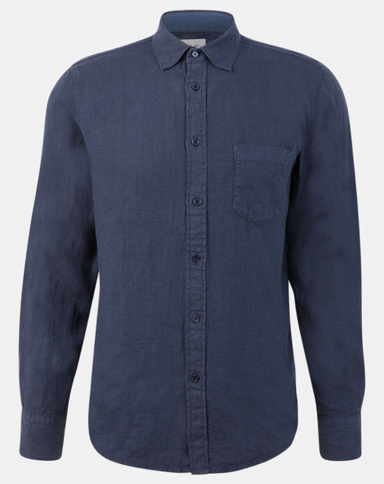 Replay Chemise 100% Lin Regular Fit bleu marine