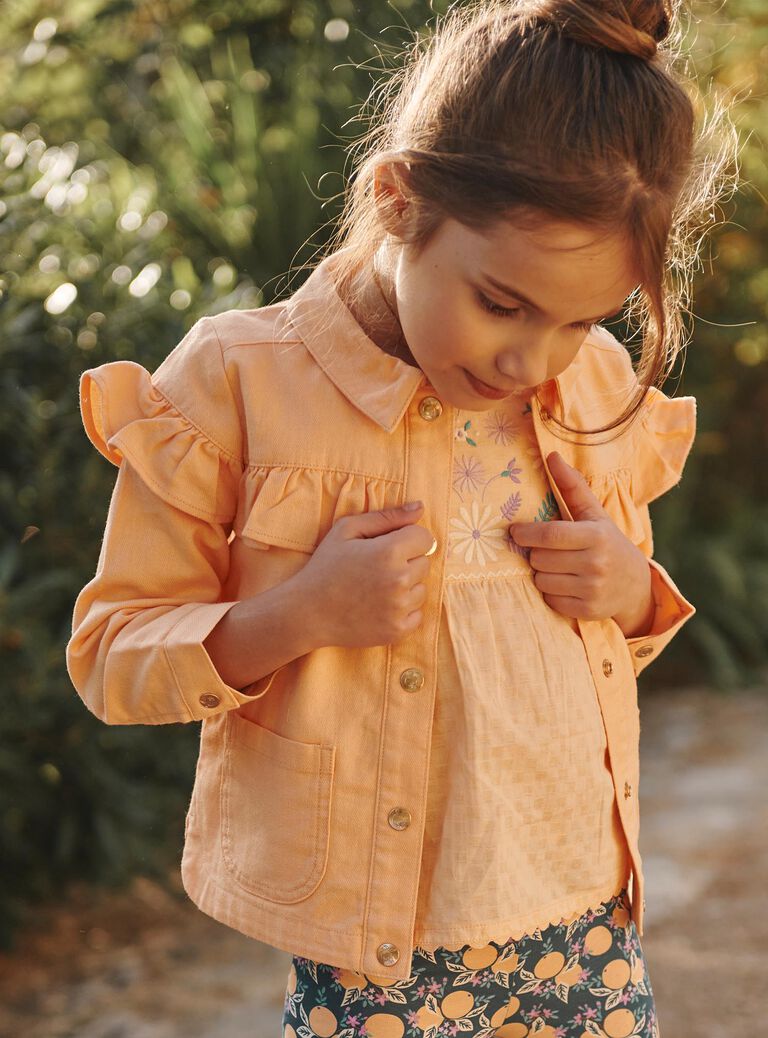 Veste orange clémentine à volants