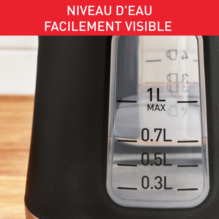 Bouilloire électrique INCLUDEO 1 L, Utilisation facile pratique, Poignée ergonomique