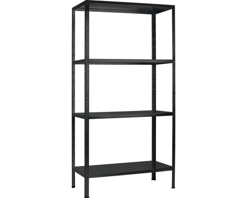 Kaiserthal wandrek, zwarte structuurlak, 170x85x40 cm, 4 legplanken, draagvermogen 260 kg