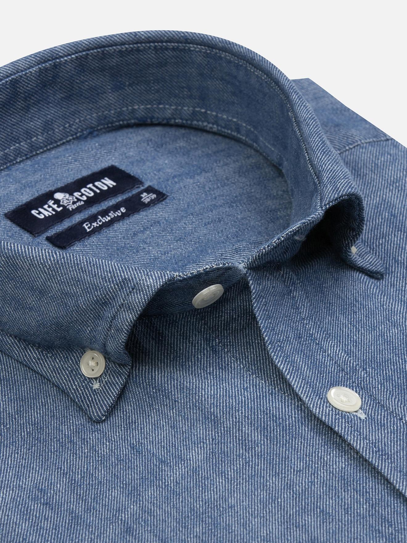 Chemise cintrée Erick indigo - Col Boutonné