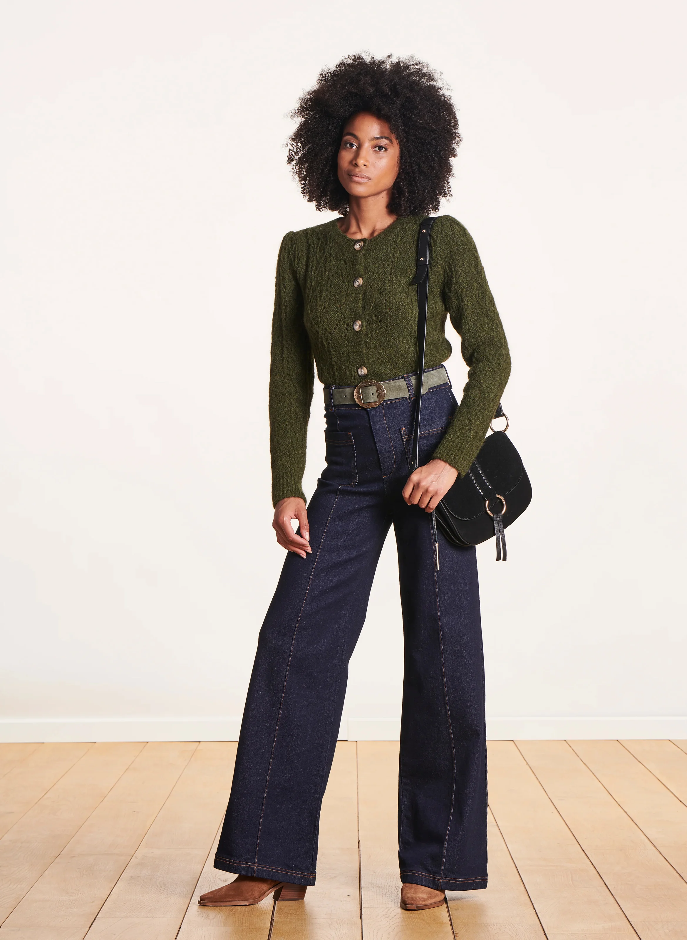 Gilet col rond| Vert