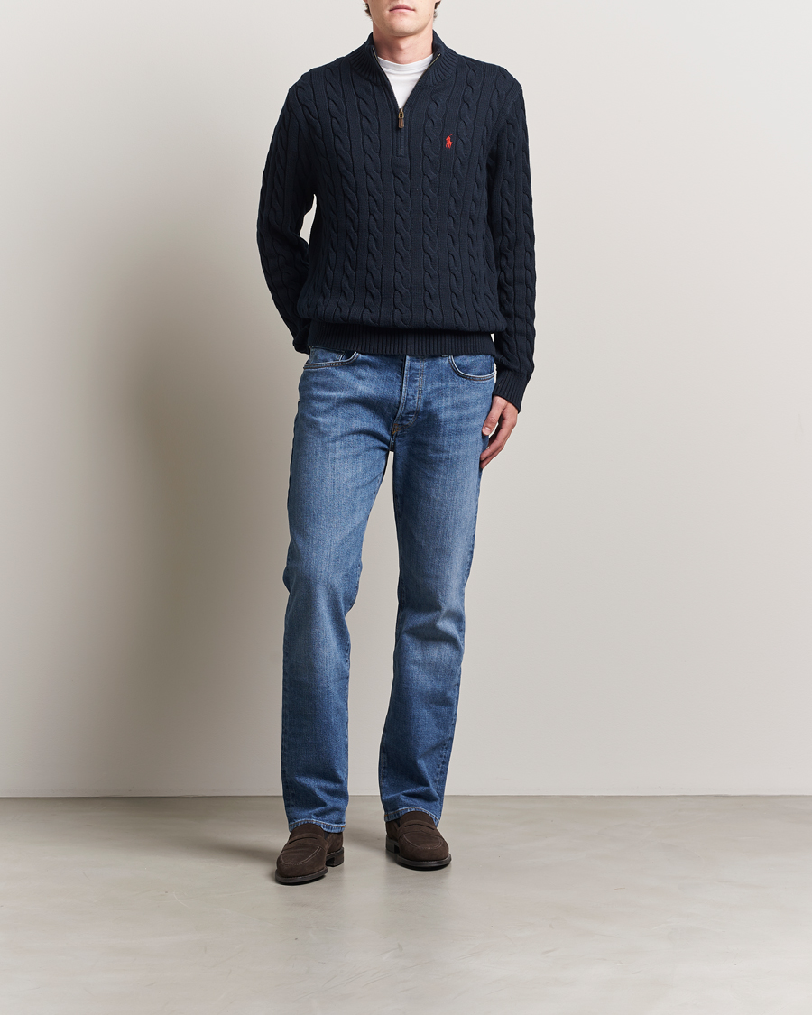 Polo Ralph Lauren Cotton Cable Half Zip Hunter Navy