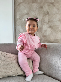 Velvet ruffled set - lichtroze