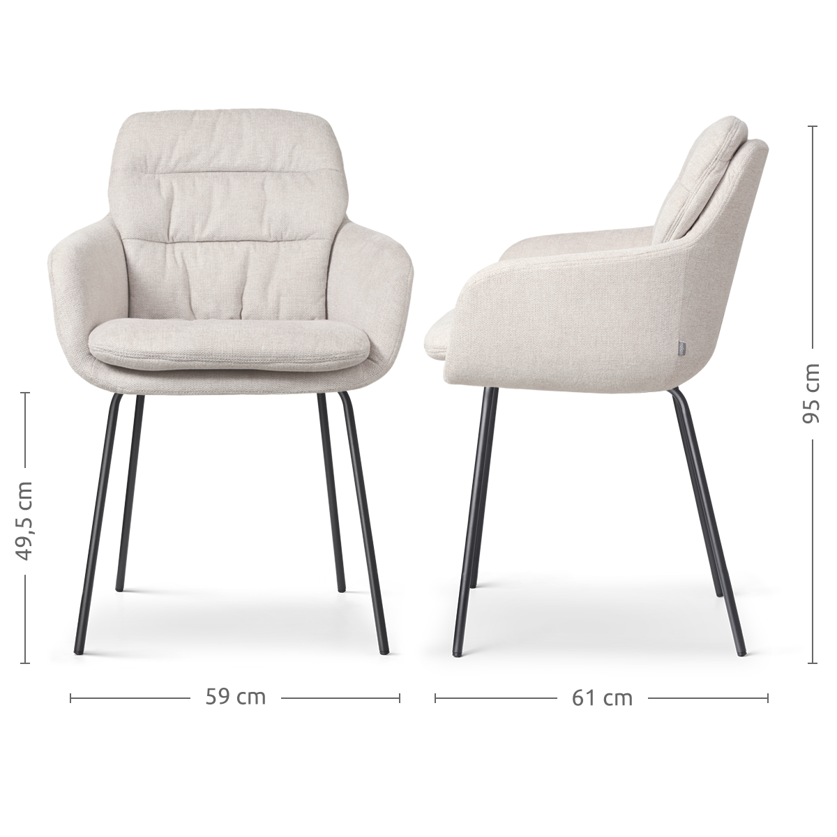 Eetkamerstoel Nora-Mia beige - zwart onderstel