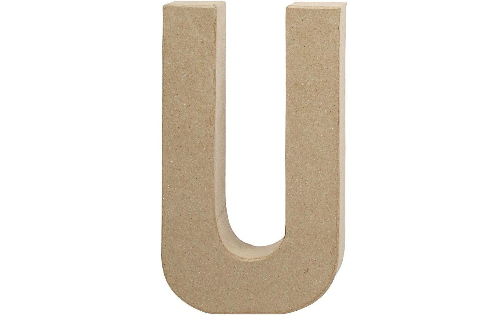 Papp-Buchstabe U 20.5 cmHandgearbeiteter Buchstabe aus Pappmaché