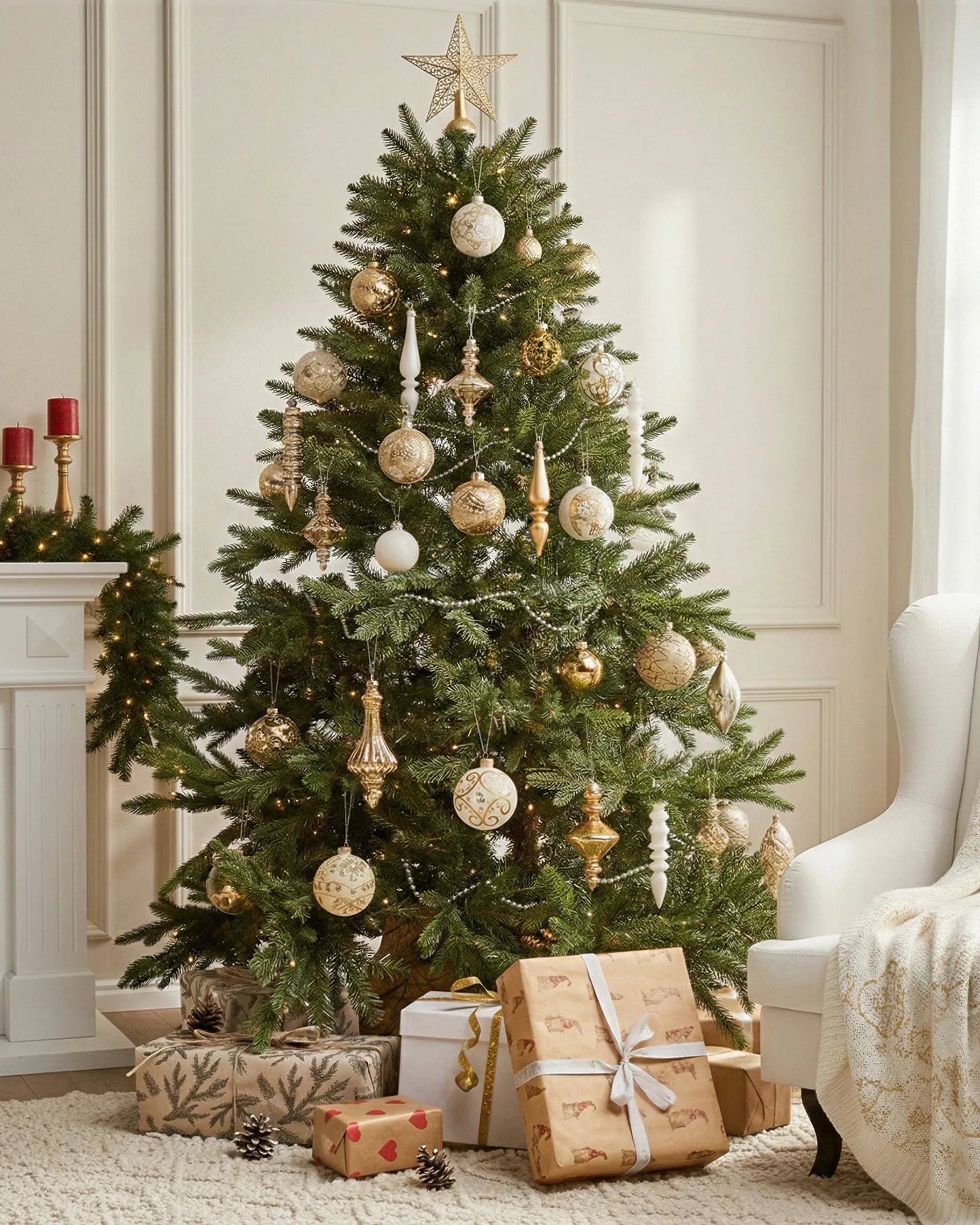 Set van 70 kerstballen FLICKER Glas Goud