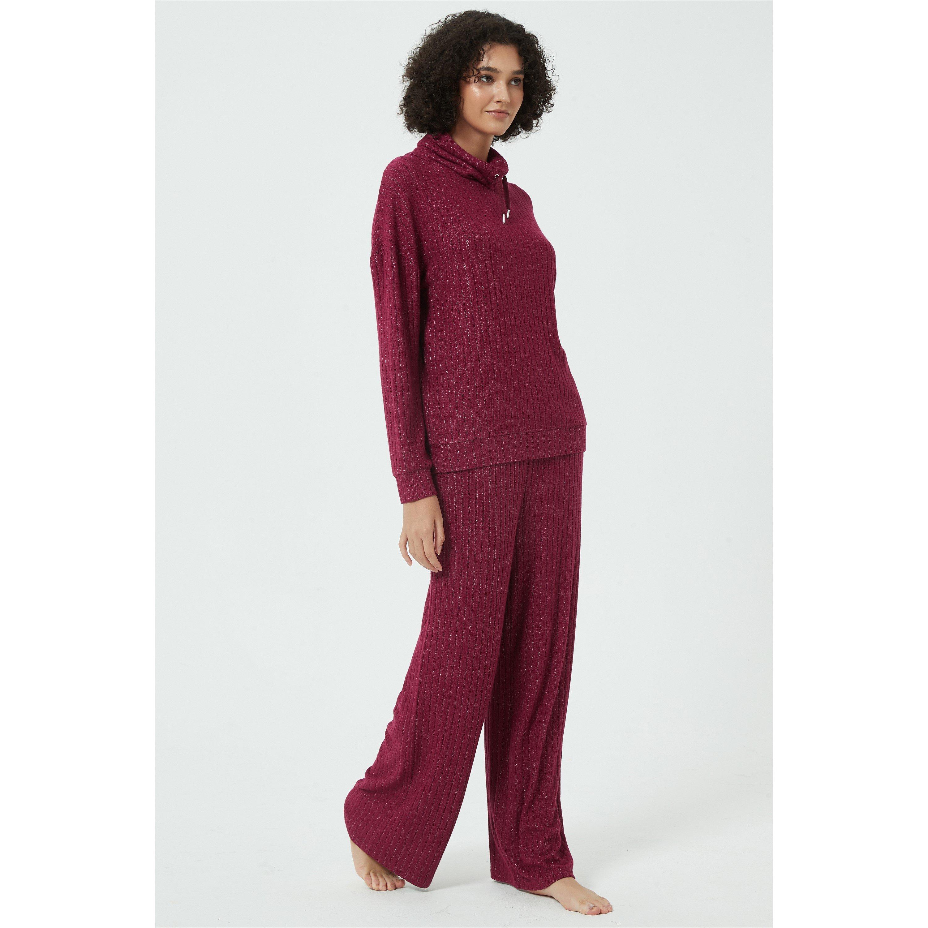 Linea Ladies Sparkle Rib Cowl Neck Lounge Set