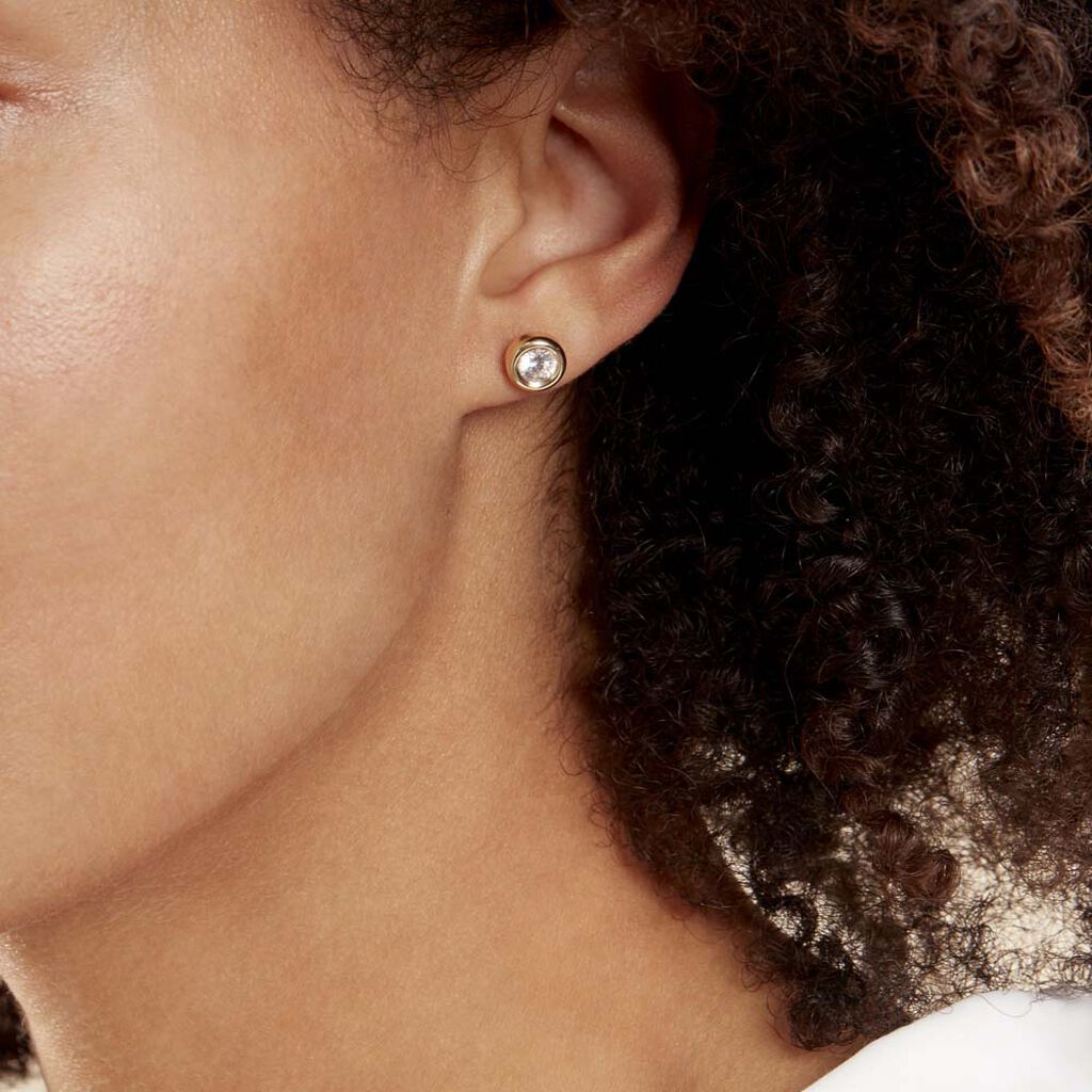 Boucles D'oreilles Puces Eden Serti Pneu Or Jaune Oxyde De Zirconium