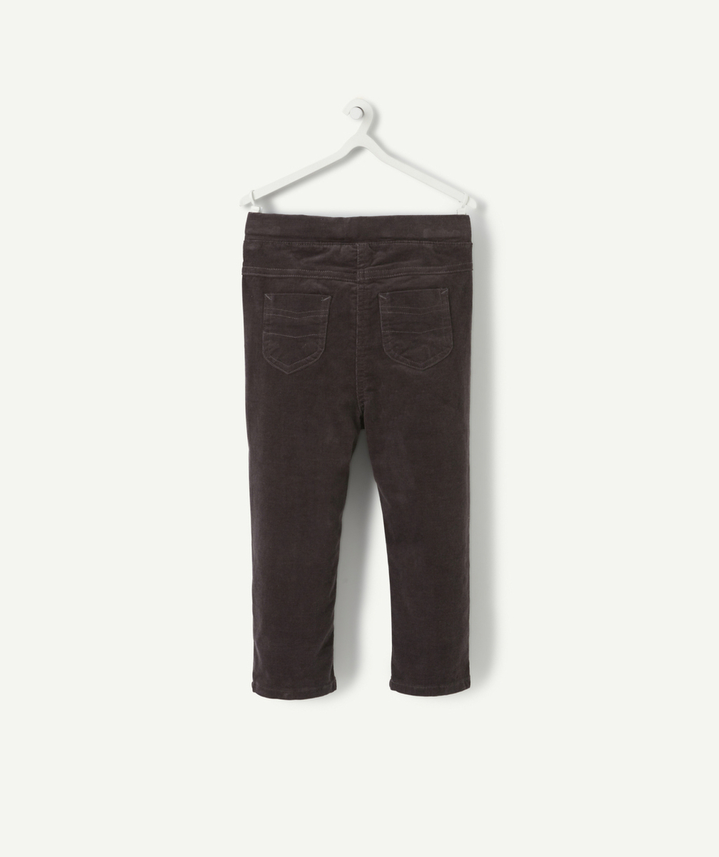 TREGGING EN VELOURS GRIS FONCÉ BÉBÉ FILLE
