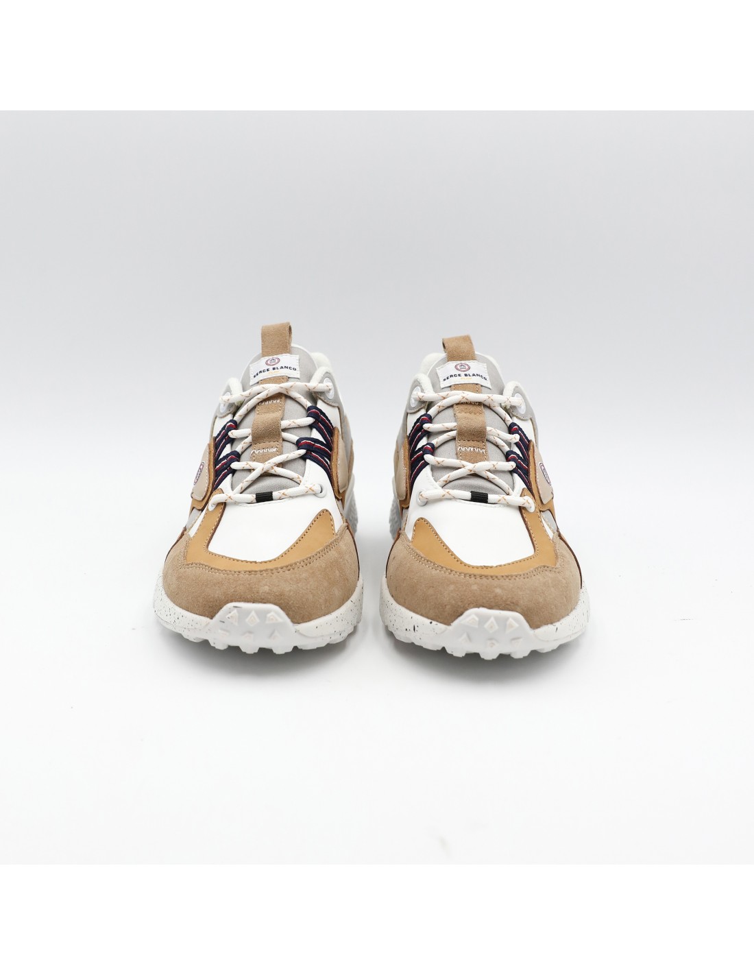 serge blanco Baskets De Ville Homme La Durance Beige/Blanc
