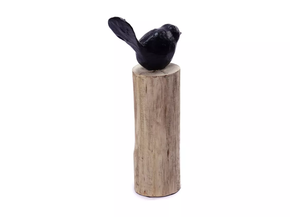 SCULPTURE VOGEL Birdy II Socle en bois de mangue noir-nature