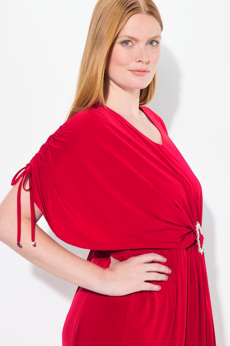 Midikleid, drapiert, Oversized, V-Ausschnitt, Halbarm