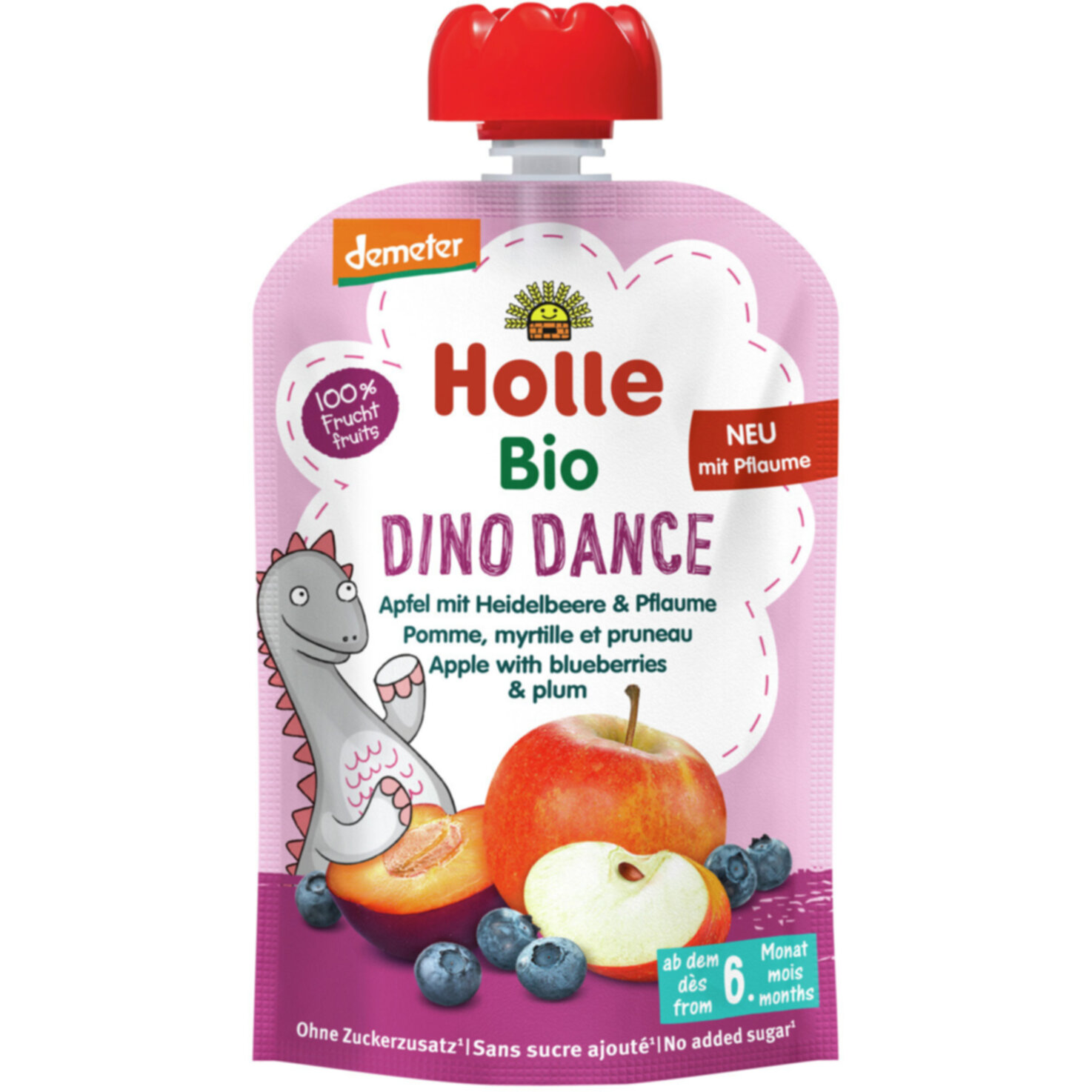 Holle Dino Dance Quetschie Apfel Heidelbeere & Pflaume 6+ Monate