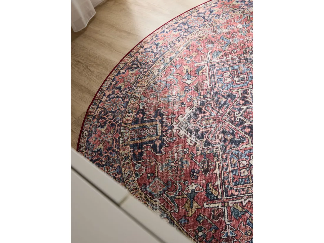 Tapis lavable George Multicouleur/Beige ø 120 cm rond
