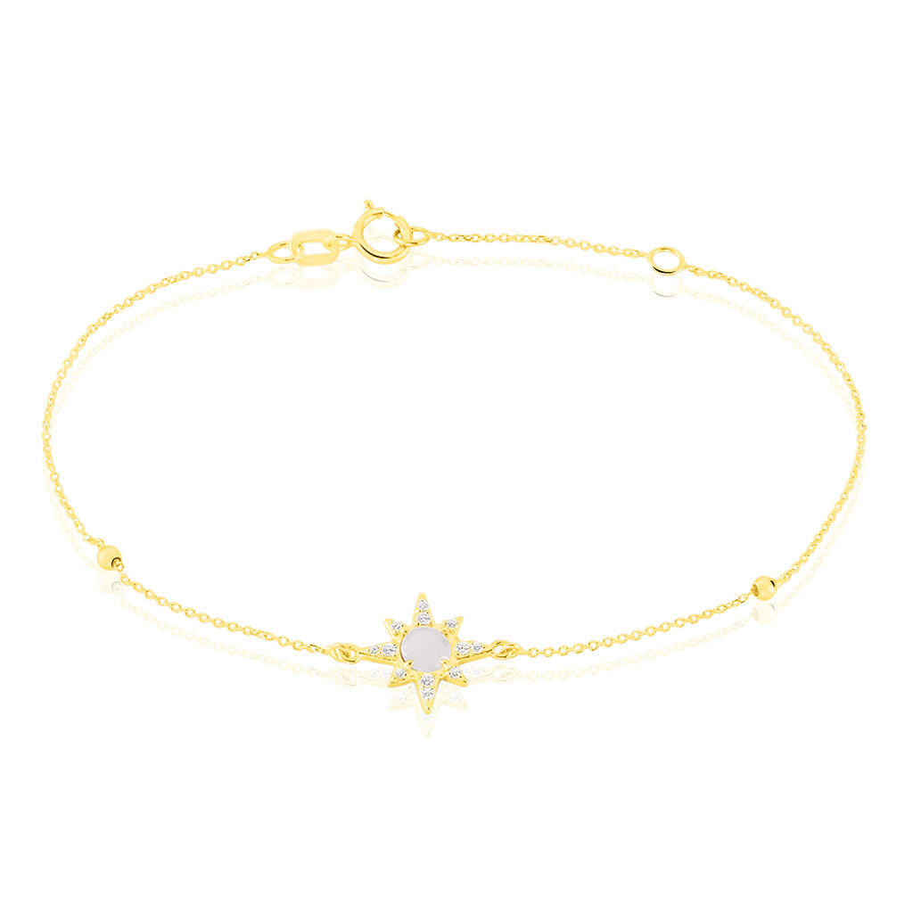 Bracelet Terry Or Jaune Calcedoine Et Oxyde De Zirconium