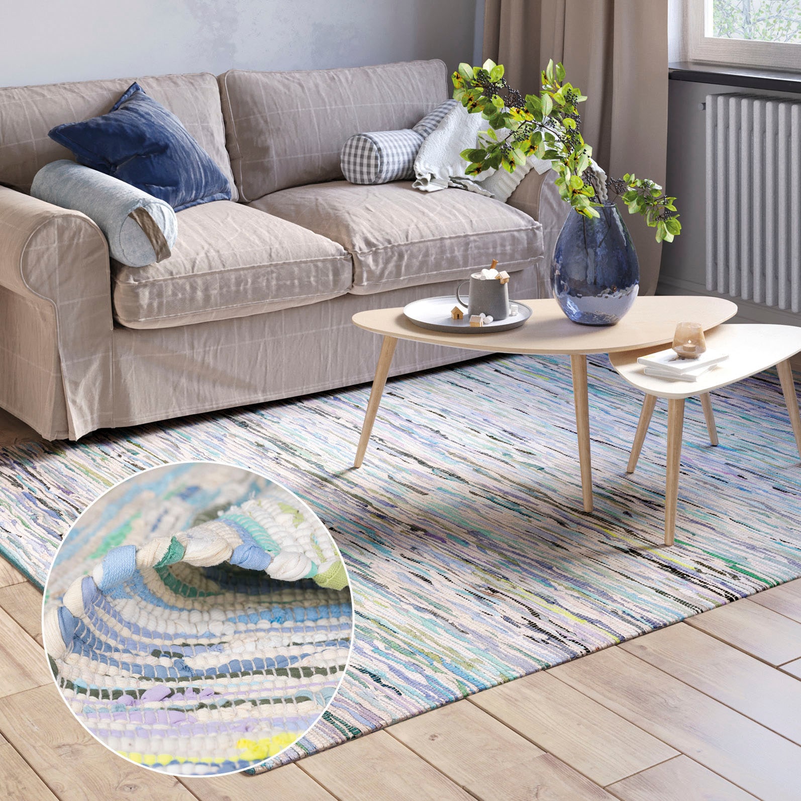 Myflair Möbel & Accessoires Teppich »Ameer« rechteckig 10 mm Höhe Handweb Teppich, 90% Baumwolle, handgewebt, Scandi