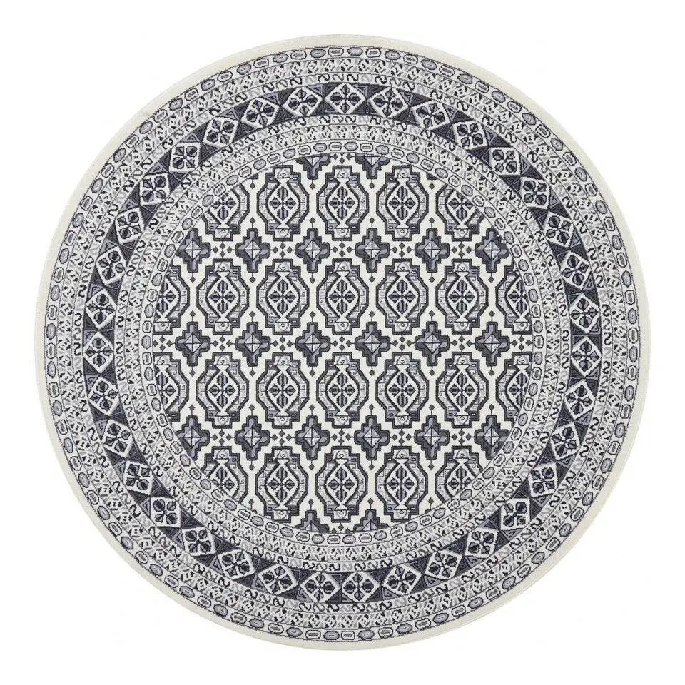 Interieur05 rond vintage vloerkleed Marad grijs/Aantraciet - 100 x 100 cm